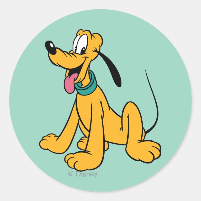 Classic Happy Pluto Round Sticker (Front)