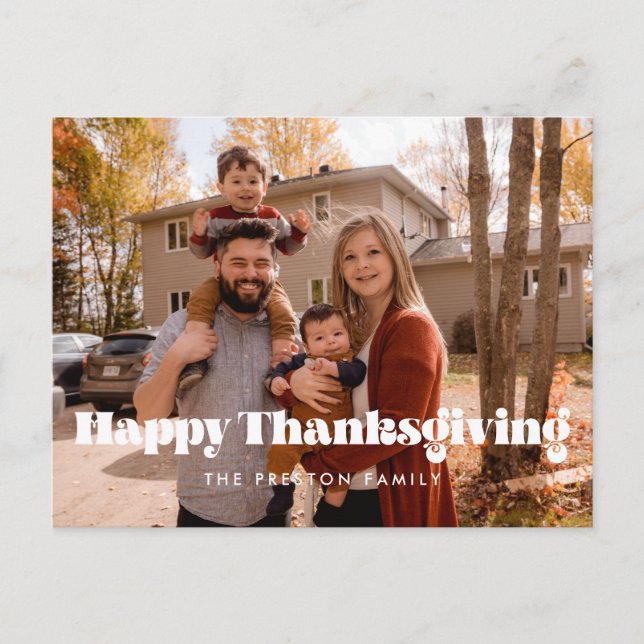 Classic Happy Thanksgiving family photo Postcard (Front)