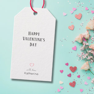 Classic Happy Valentine's Day Baby Pink Heart Gift Tags