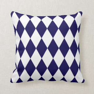 Classic Harlequin Diamond Pattern Cobalt Throw Pillow