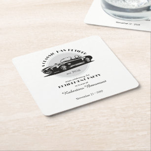 Classic Has Retired Black Car Retirement Party Square Paper Coaster