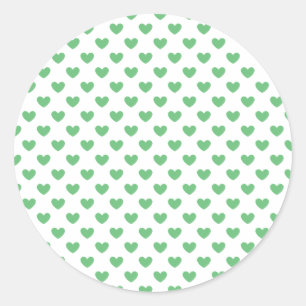 Classic Hearts Summer Green - White Round Sticker
