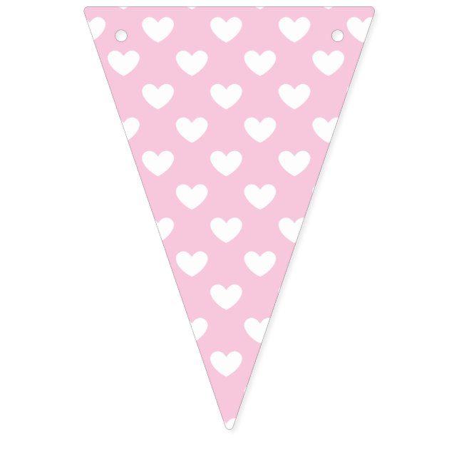 Classic Hearts White - Light Pink Bunting Flags (First Flag)