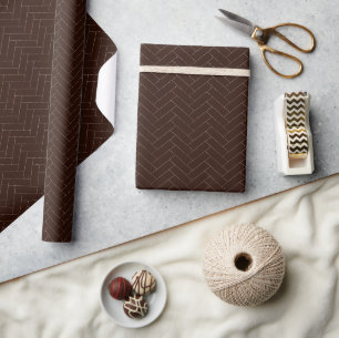 Classic Herringbone Brown Pattern Wrapping Paper