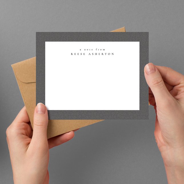 Classic herringbone tweed frame simple grey card (Creator Uploaded)