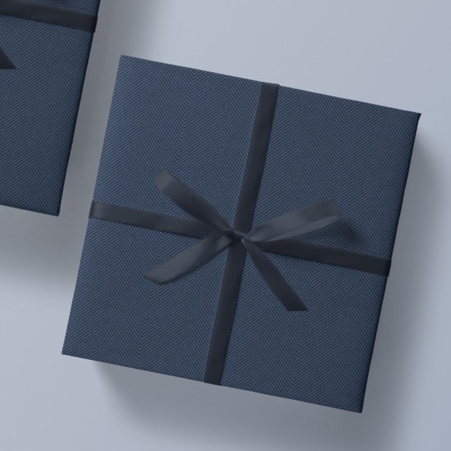 Classic herringbone tweed navy Christmas holiday Wrapping Paper (Creator Uploaded)