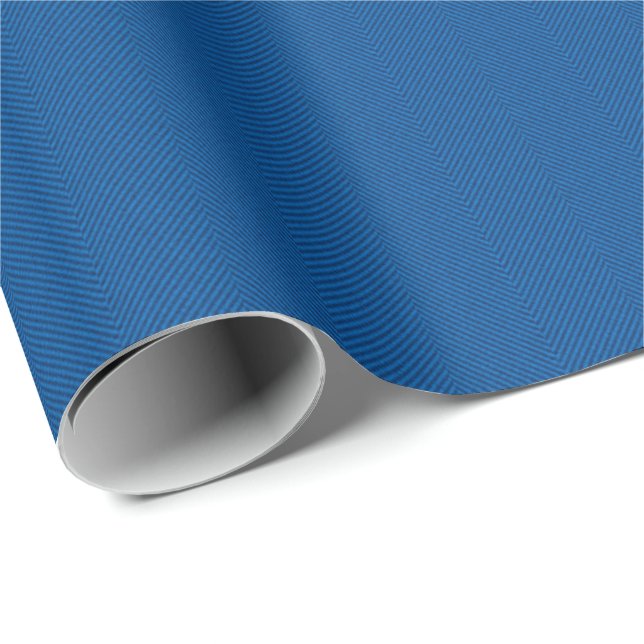 Classic herringbone tweed simple blue holiday wrapping paper (Roll Corner)