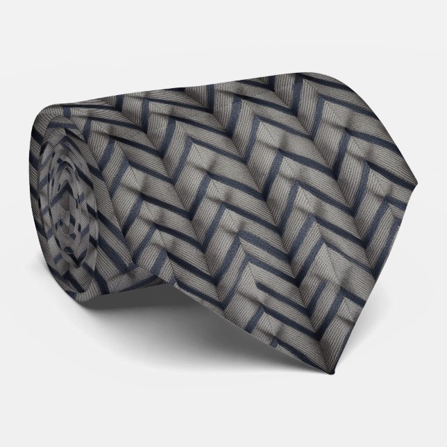 Classic Herringbone Weave Pattern Tie (Rolled)