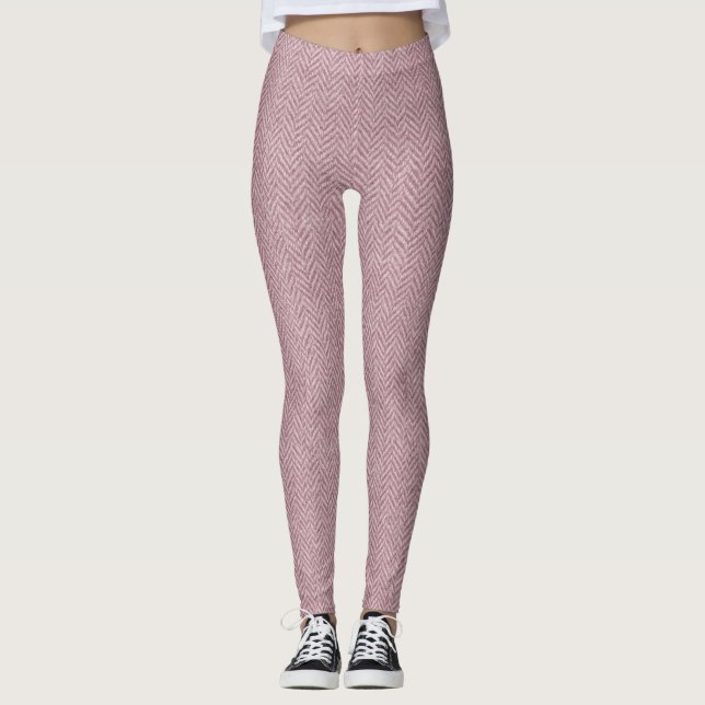 Classic Herringbone Weave Texture – Seamless Timel Leggings (Front)