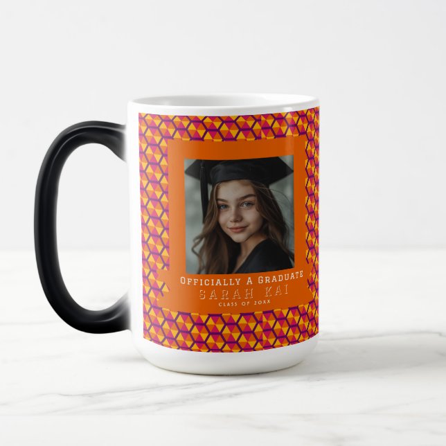Classic Hex Pattern High School Grad Magic Mug (Left)
