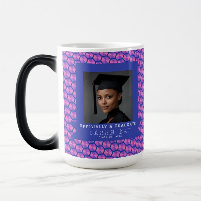 Classic Hex Pattern Senior Year Grad Magic Mug (Left)
