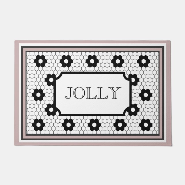 Classic Hex tile design jolly holiday Doormat (Front)