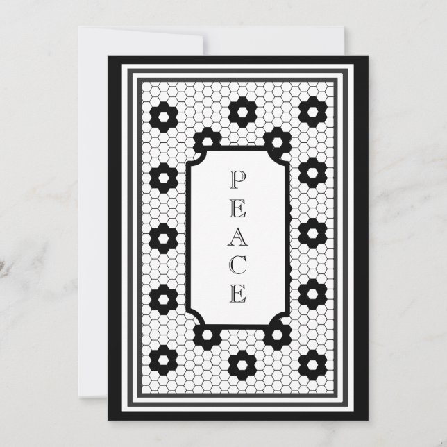 Classic Hex tile design peace holiday card (Front)