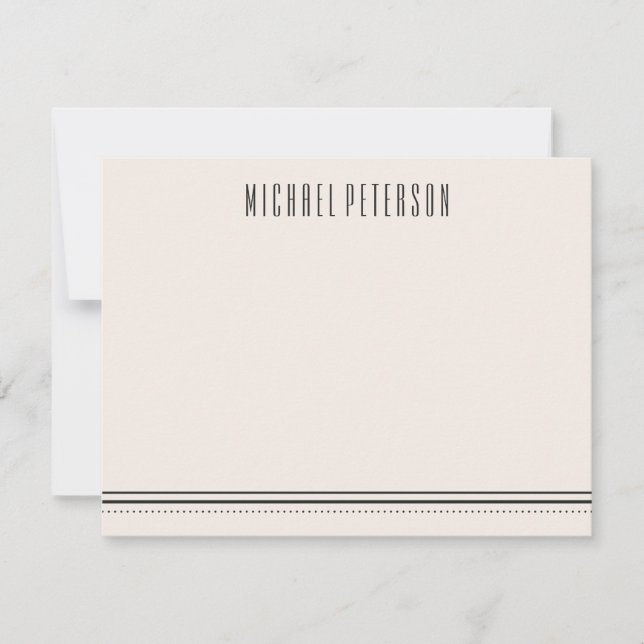 Classic Hexagon Men's Stationery - Coal Note Card (Front)