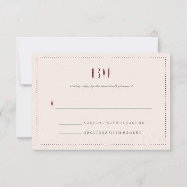 Classic Hexagon RSVP Card - Maroon (Front)
