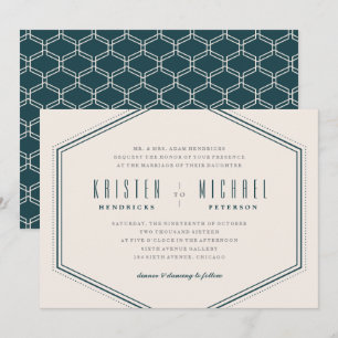 Classic Hexagon Wedding Invitation - Ocean