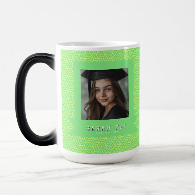 Classic Hexagonal Pattern Class Reunion Magic Mug (Left)