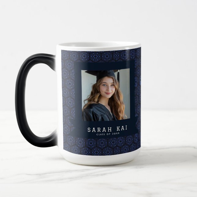 Classic Hexagonal Pattern Commencement Exercise Magic Mug (Left)