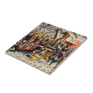 Classic historical painting Japan Bushido paragon Tile