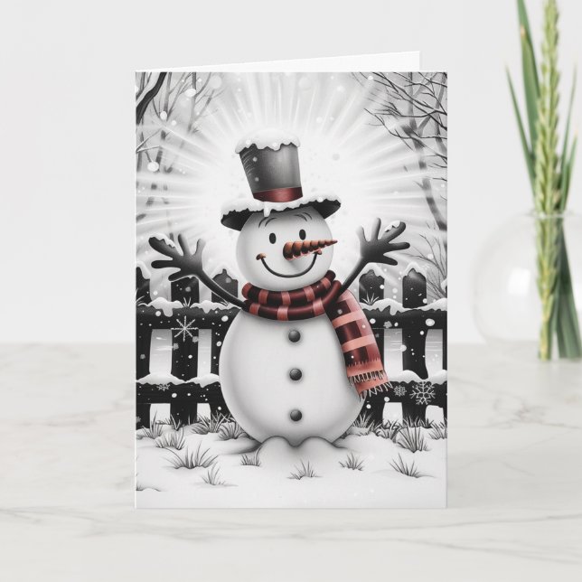 Classic Holiday Cheer Snowman  Card (Front)