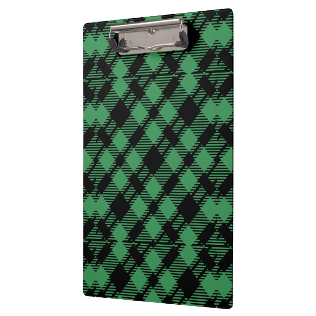 Classic Holiday Green Chequered Pattern  Clipboard (Left)