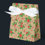 Classic Holiday Green Holly Red Berries Favor Box<br><div class="desc">Contemporary classic Christmas holiday season Holly berries and leaves pattern on a rustic faux brown kraft paper style background. Available on products such as wrapping and tissue paper,  return address labels,  gift tags,  bags and favour boxes,  stickers and ribbons.</div>
