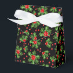 Classic Holiday Green Holly Red Berries Pattern Favor Box<br><div class="desc">Contemporary classic Christmas holiday season Holly berries and leaves pattern. Available on products such as wrapping and tissue paper,  return address labels,  gift tags,  bags and favour boxes,  stickers and ribbons.</div>