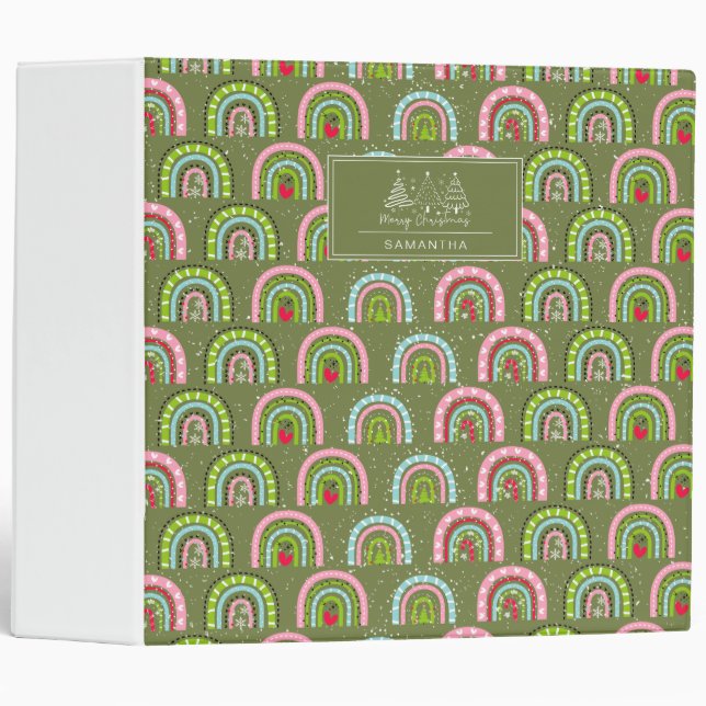 Classic Holiday Pattern- Colourful Rainbow Binder (Front/Spine)