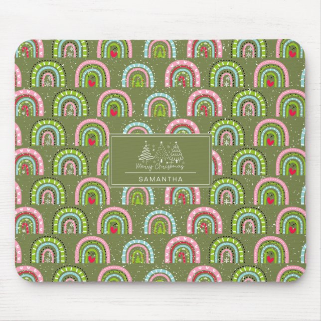 Classic Holiday Pattern- Colourful Rainbow Mouse Pad (Front)