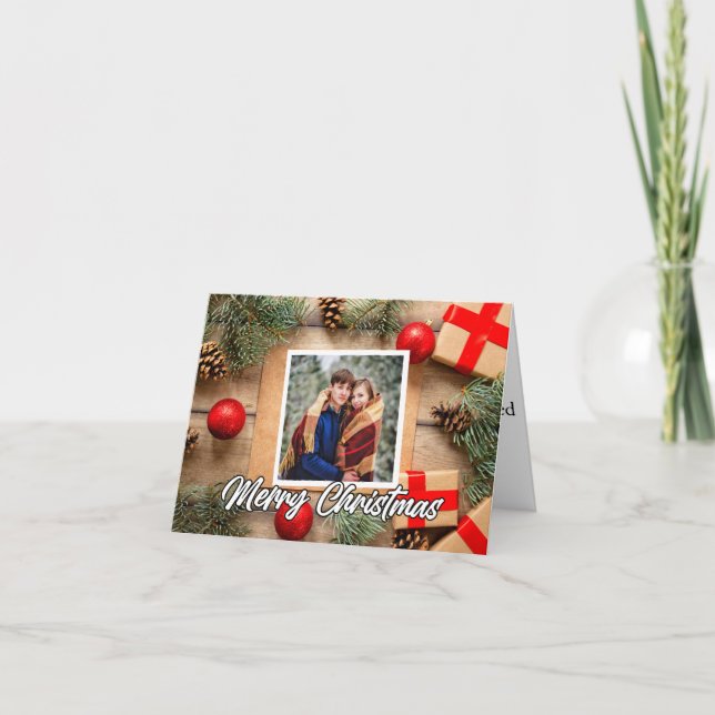 Classic Holiday Photo Custom Merry Christmas Card (Front)