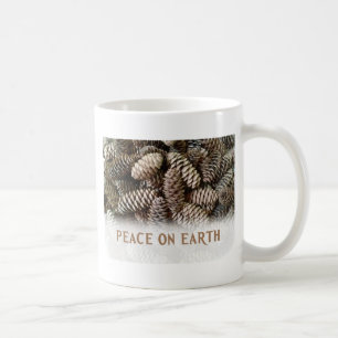 Classic Holiday Pine Cone Peace On Earth Coffee Mug