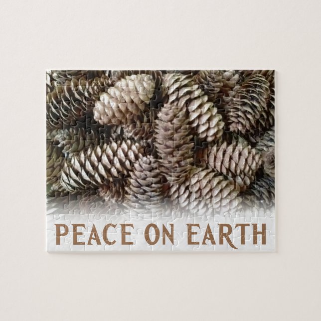 Classic Holiday Pine Cone Peace On Earth Jigsaw Puzzle (Horizontal)