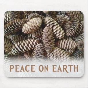 Classic Holiday Pine Cone Peace On Earth Mouse Pad