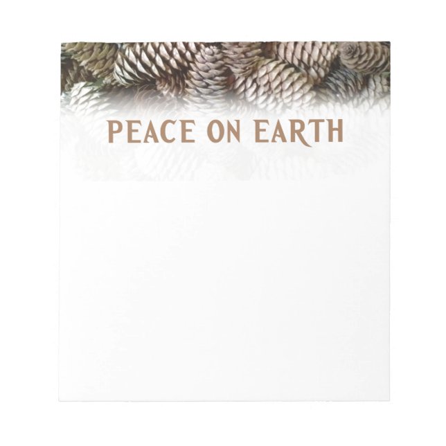 Classic Holiday Pine Cone Peace On Earth Notepad (Front)