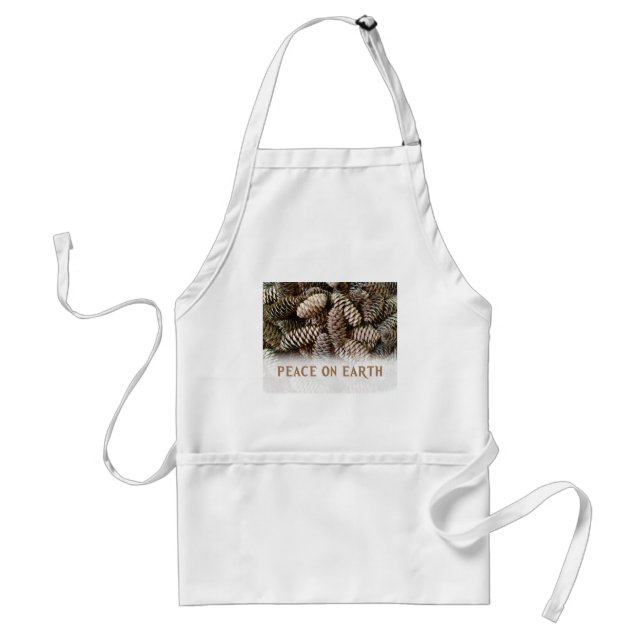 Classic Holiday Pine Cone Peace On Earth Standard Apron (Front)