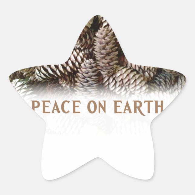 Classic Holiday Pine Cone Peace On Earth Star Sticker (Front)