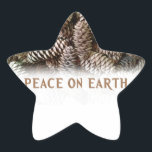 Classic Holiday Pine Cone Peace On Earth Star Sticker<br><div class="desc">Festive, earthy pine cones set off this classic, elegant design wishing Peace On Earth.</div>