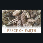 Classic Holiday Pine Cone Peace On Earth Sticker<br><div class="desc">Festive,  earthy pine cones set off this classic,  elegant design wishing Peace On Earth.</div>