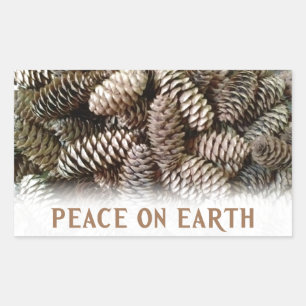 Classic Holiday Pine Cone Peace On Earth Sticker