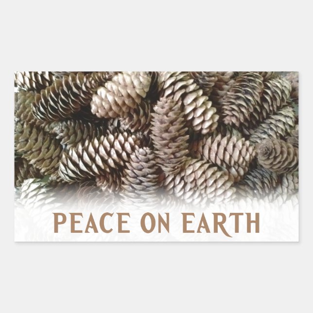 Classic Holiday Pine Cone Peace On Earth Sticker (Front)