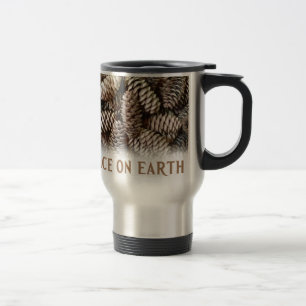 Classic Holiday Pine Cone Peace On Earth Travel Mug