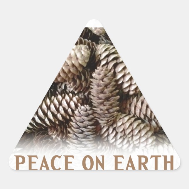Classic Holiday Pine Cone Peace On Earth Triangle Sticker (Front)