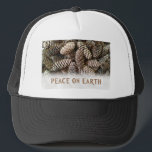Classic Holiday Pine Cone Peace On Earth Trucker Hat<br><div class="desc">Festive, earthy pine cones set off this classic, elegant design wishing Peace On Earth.</div>