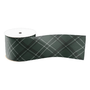 Classic holiday plaid dark green grosgrain ribbon