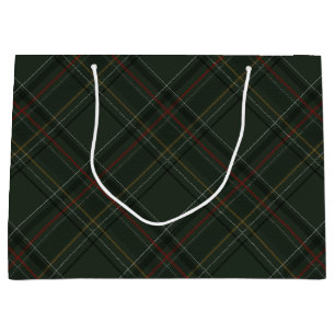 Classic holiday plaid stylish green Christmas Large Gift Bag