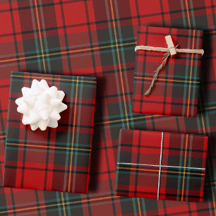 Classic Holiday Plaid Stylish Red Christmas Wrapping Paper Sheet