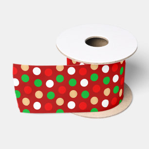 Classic Holiday Polka Dots Red White and Green Satin Ribbon