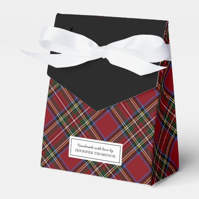 Classic Holiday Red Tartan Gift Favor Box (Front Side)