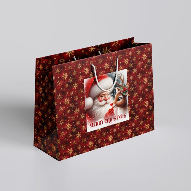 Classic Holiday Santa Claus Rudolph Gift Bag (Classic Holiday Santa Claus Rudolph Gift Bag)