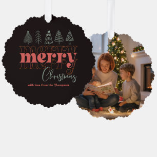 Classic Holiday Scribbles Merry Christmas Keepsake Ornament Card